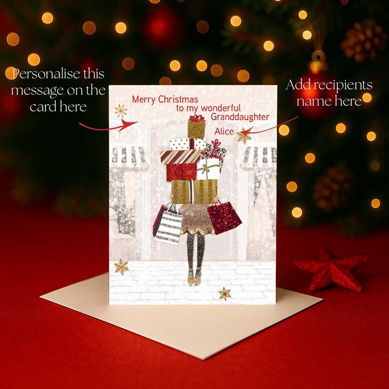 An image of Personalised Christmas Card - Stack Of Gifts