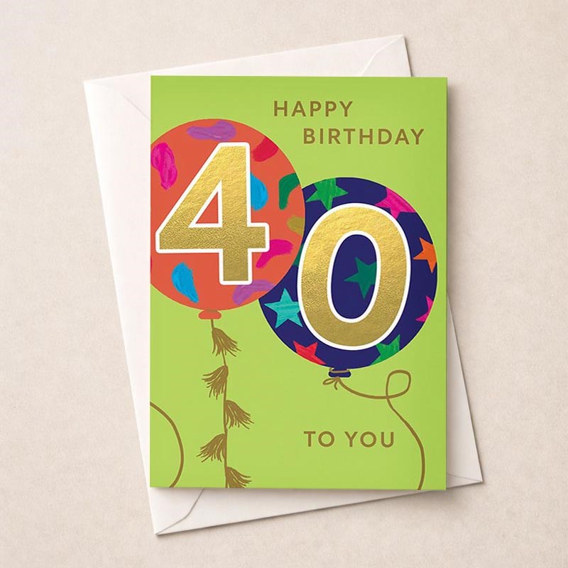 An image of Large Age 40 Birthday Card - Balloons