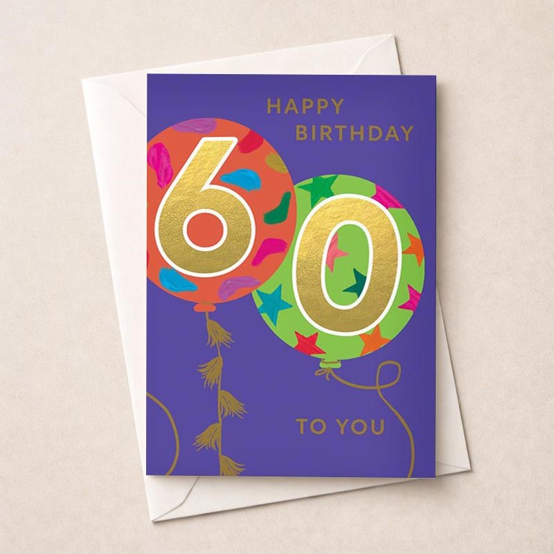 An image of Large Age 60 Birthday Card - Balloons