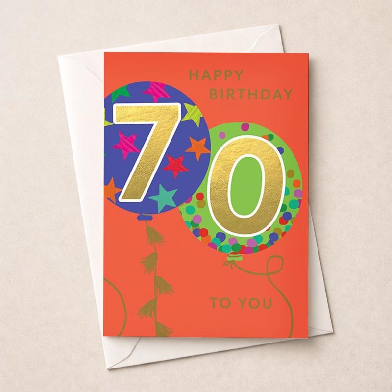 An image of Large Age 70 Birthday Card - Balloons