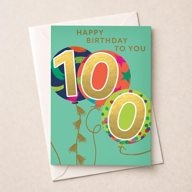 An image of Large Age 100 Birthday Card - Balloons