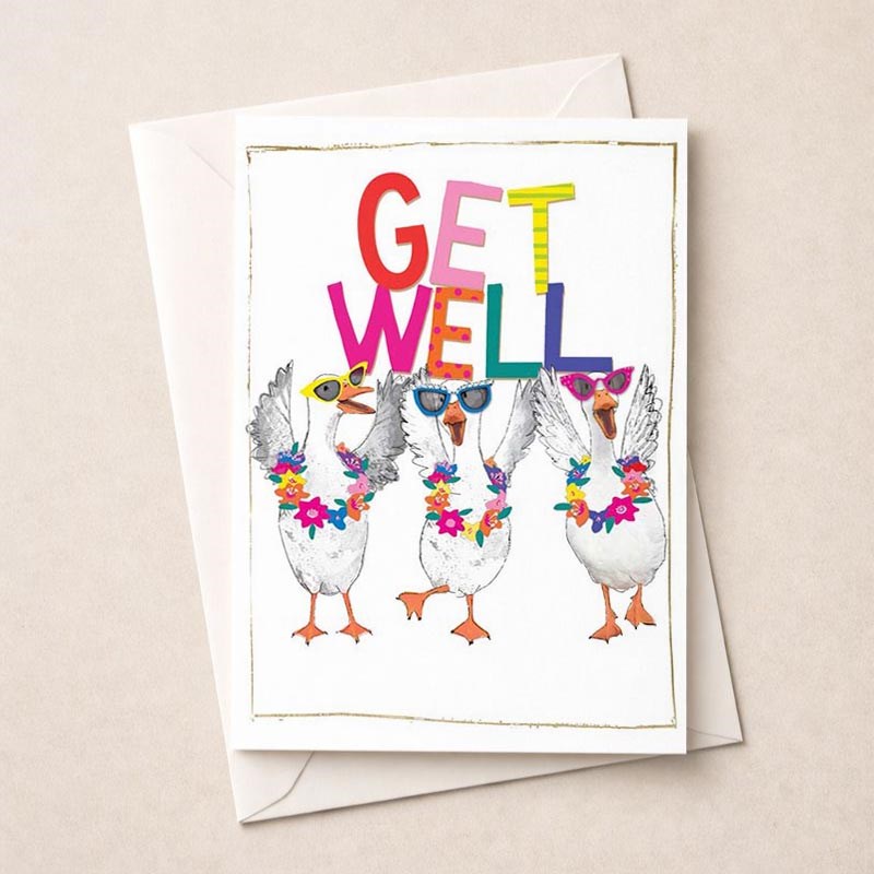 An image of Large Get Well Soon Card - Fancy Geese