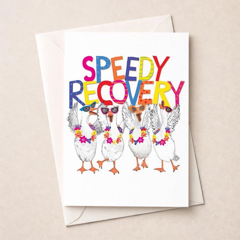 An image of Large Get Well Soon Card - Fancy Geese