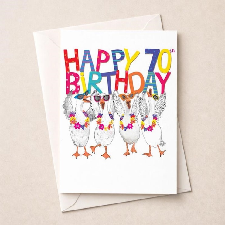 Large Birthday Card - Age 70 Fancy Geese Large Birthday Card - Age 70 Fancy Geese