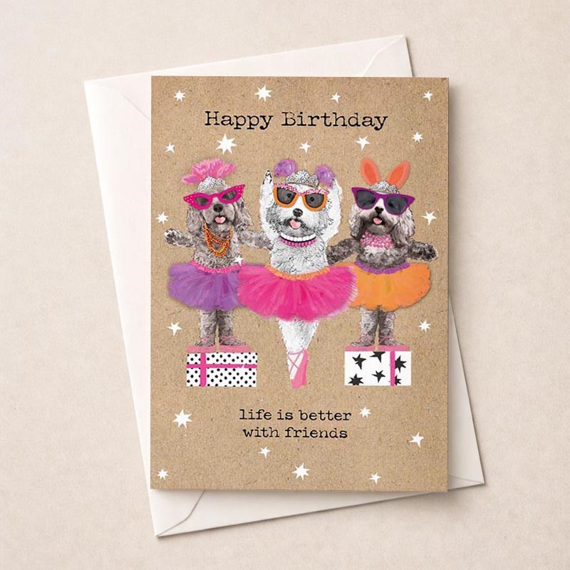 An image of Large Birthday Card - Ballerina Dogs