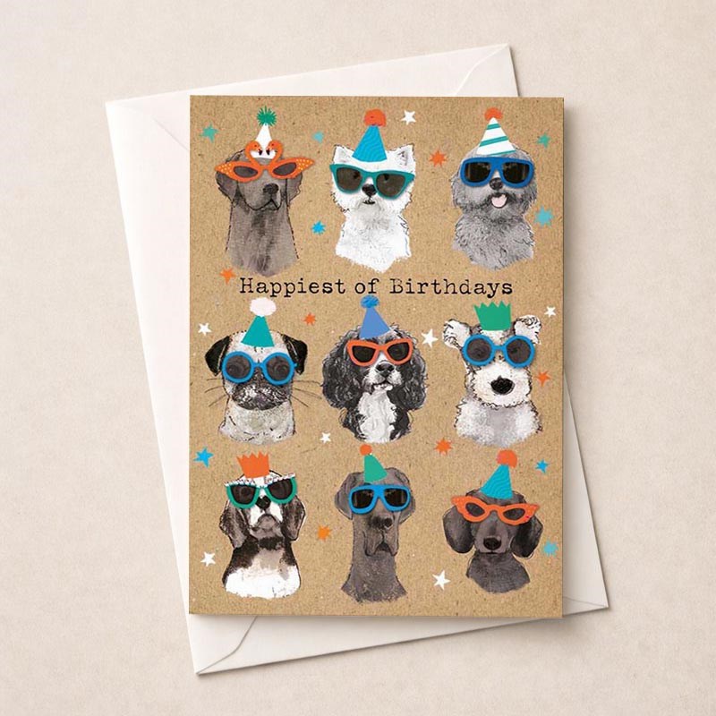 An image of Large Birthday Card - Happiest Of Birthdays Dogs