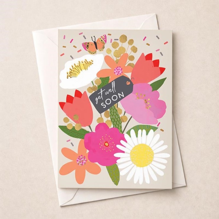 Large Get Well Soon Card - Flowers Large Get Well Soon Card - Flowers