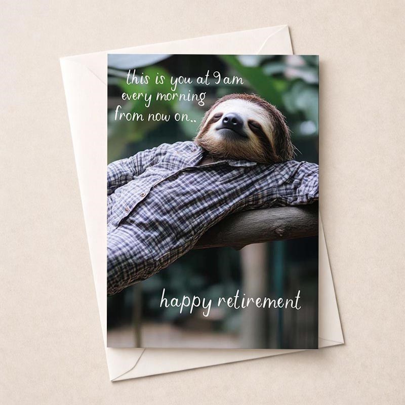 An image of Large Retirement Card - Lazing Sloth