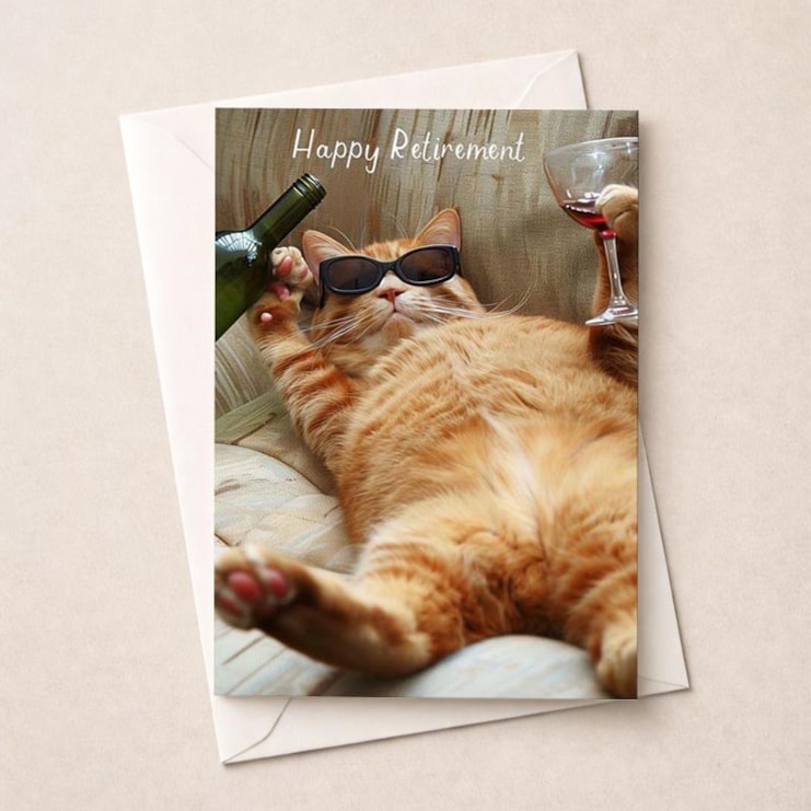 Large Retirement Card - Lounging Cat Large Retirement Card - Lounging Cat
