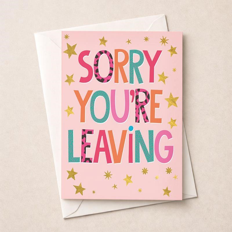 An image of Large Sorry You're Leaving Card - Stars