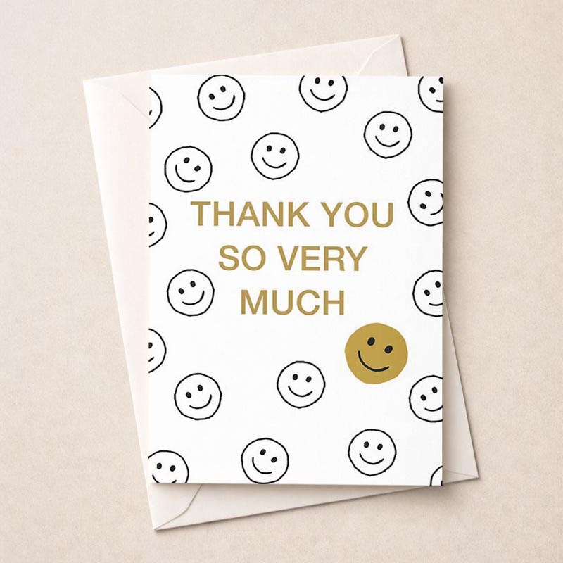 An image of Large Thank You Card - Smiley Faces