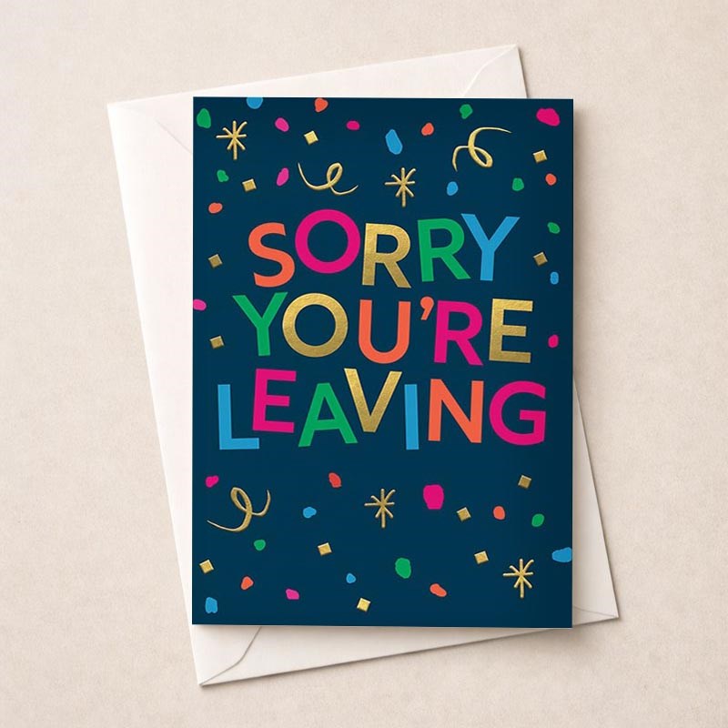 An image of Large Sorry You're Leaving Card - Confetti