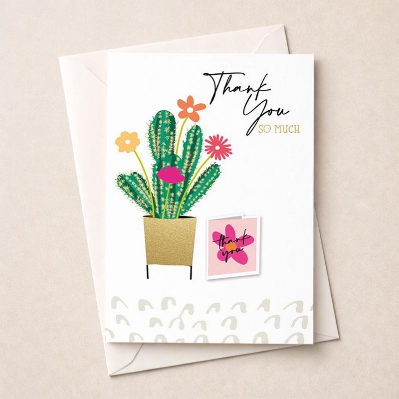 An image of Large Thank You Card - Cactus