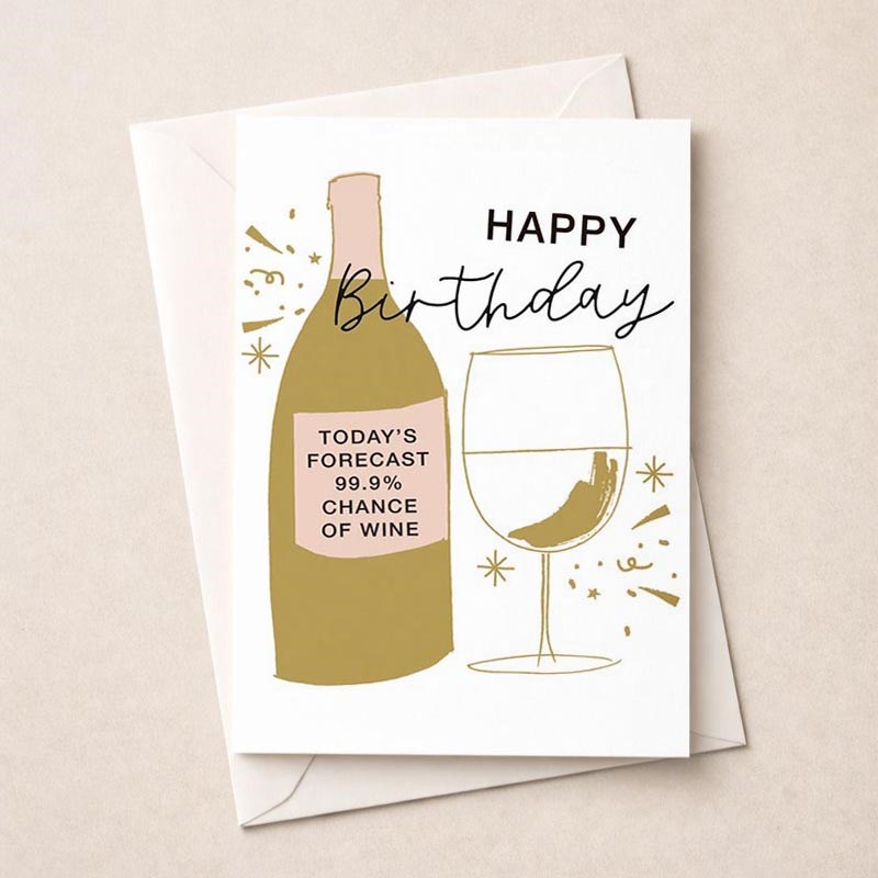 An image of Large Birthday Card - 99.9% Chance Of Wine