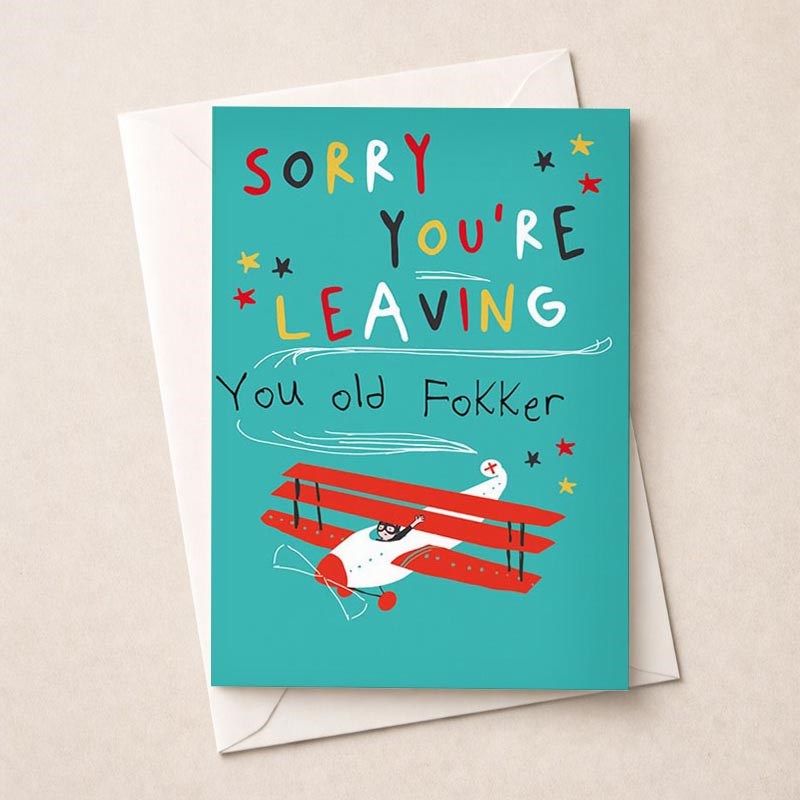 An image of Large Sorry You're Leaving Card - Old Fokker