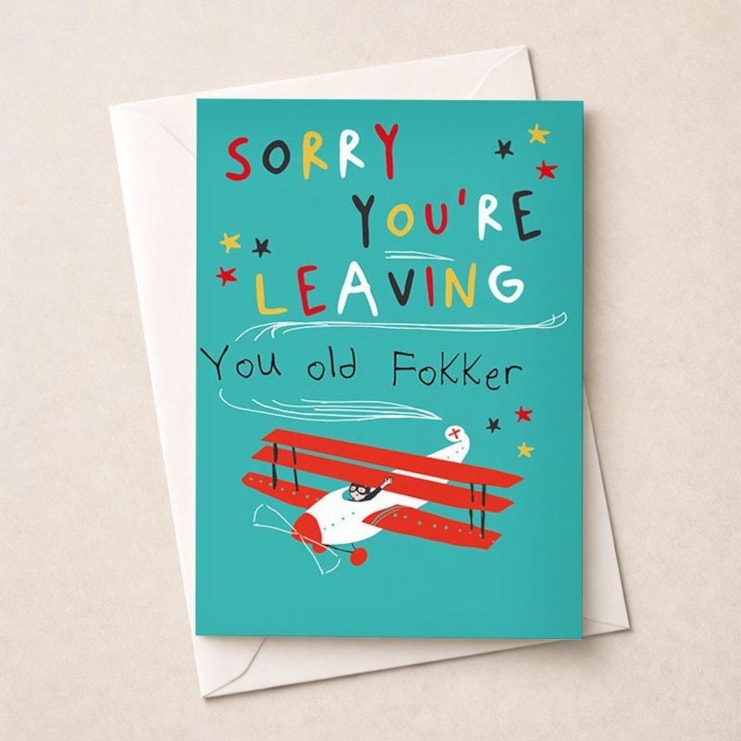 Large Sorry You're Leaving Card - Old Fokker Large Sorry You're Leaving Card - Old Fokker