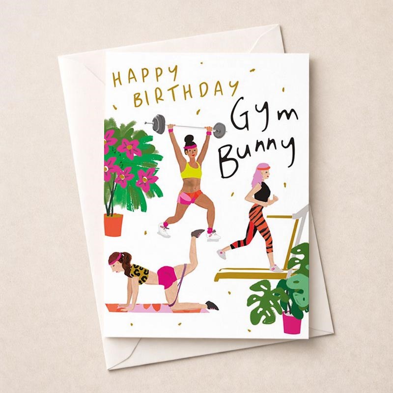 An image of Large Birthday Card - Gym Bunny