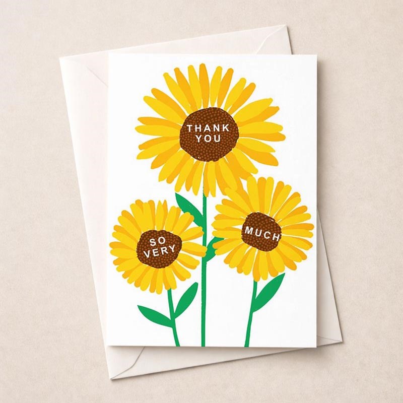 An image of Large Thank You Card - Sunflowers
