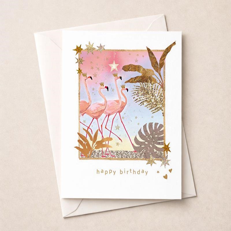 An image of Birthday Card - Flamingos