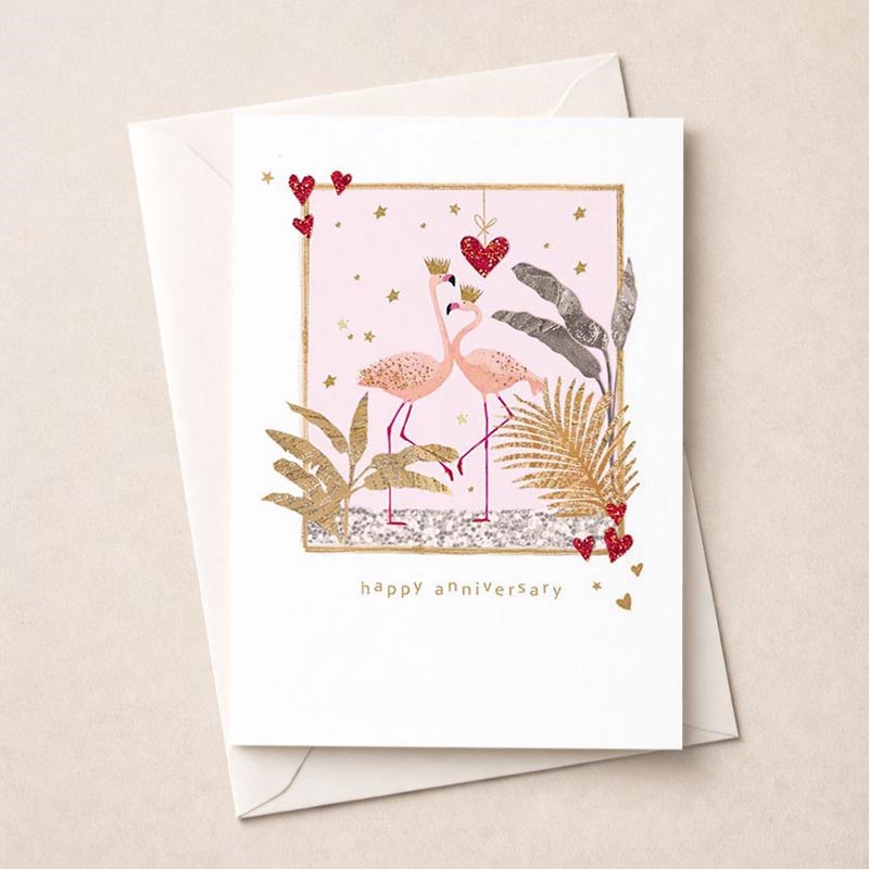 An image of Anniversary Card - Flamingos