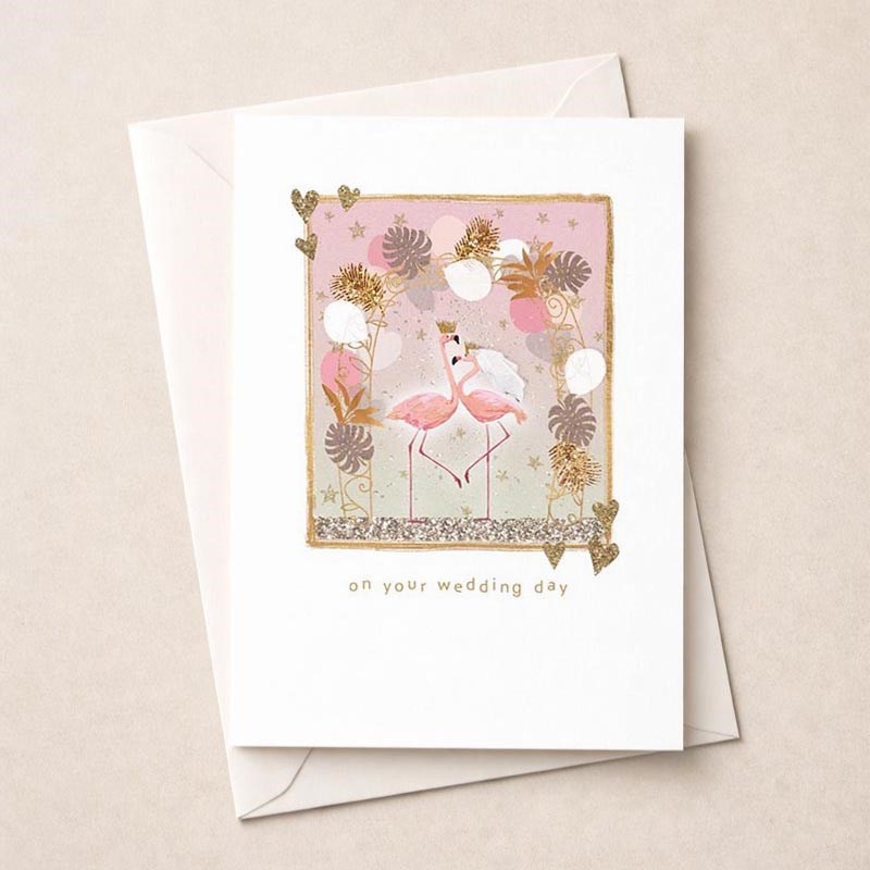 An image of Wedding Card - Flamingos
