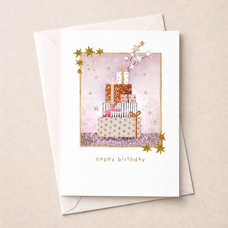 An image of Birthday Card - Stack Of Gifts