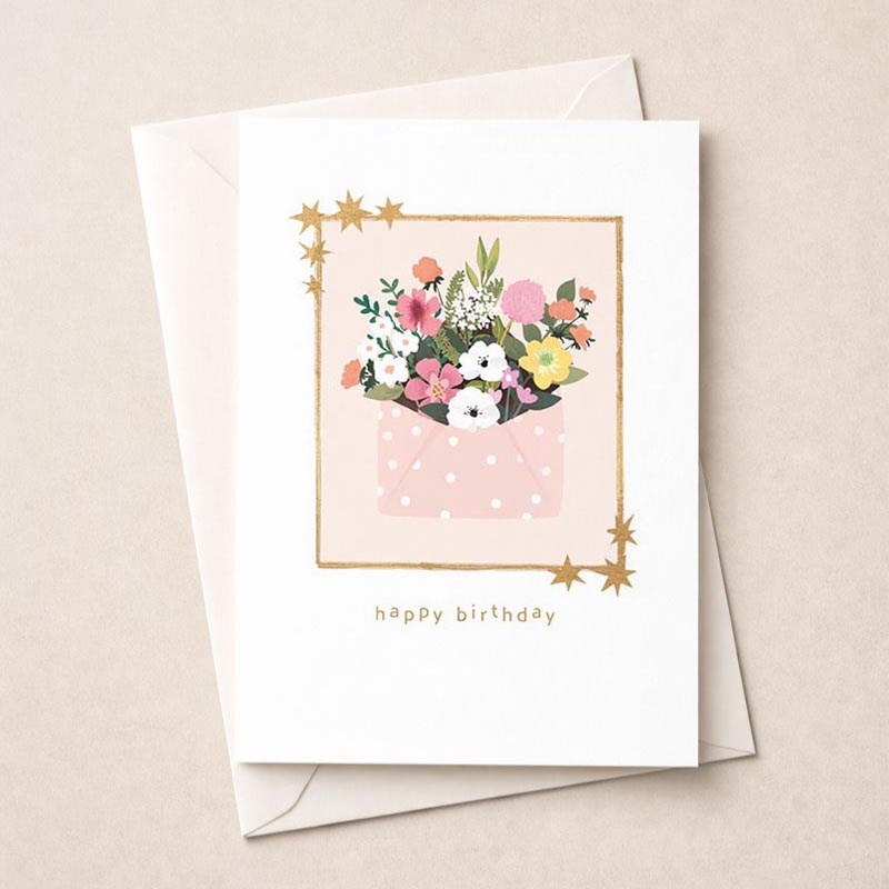 An image of Birthday Card - Flowers In An Envelope
