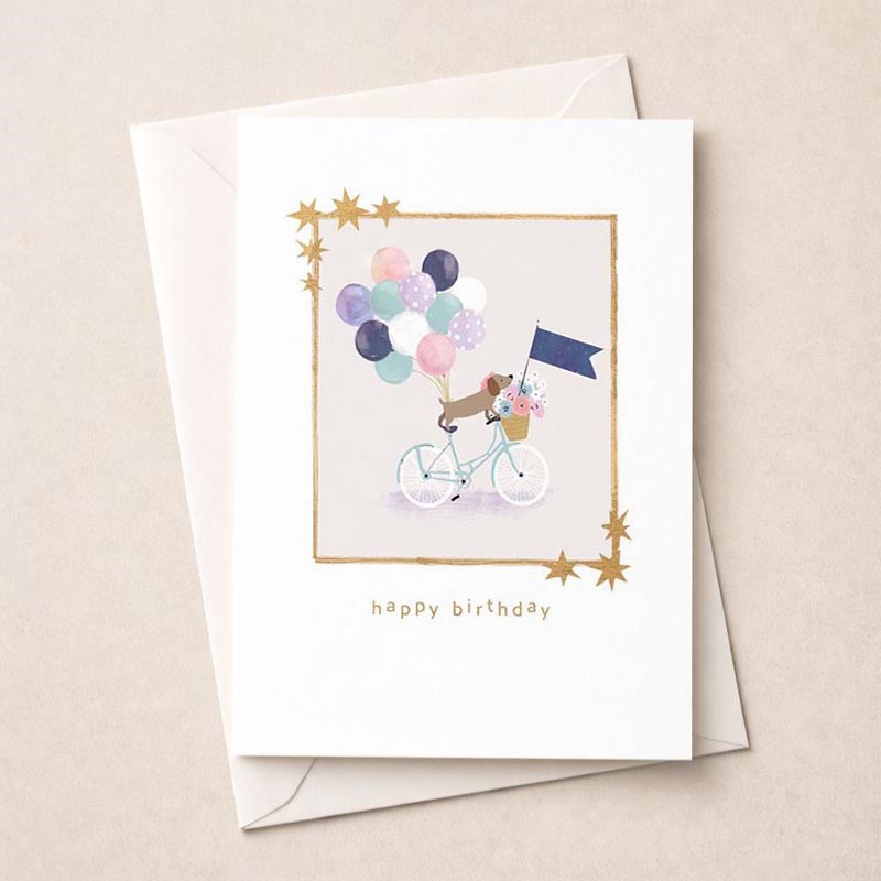 An image of Birthday Card -  Dog On A Bicyle