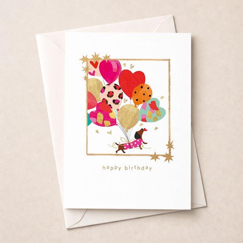 An image of Birthday Card -  Dog With Balloons