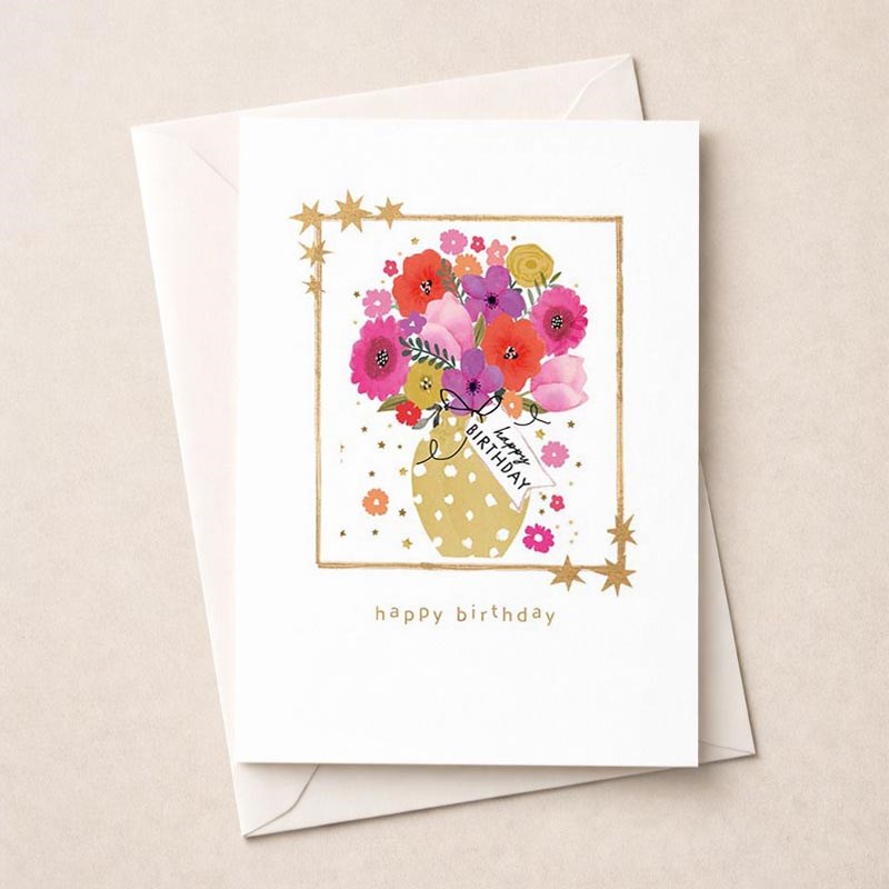 An image of Birthday Card -  Vase Of FLowers
