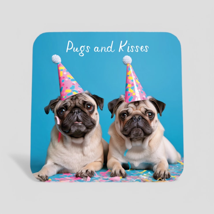Drinks Coaster - Pugs and Kisses Drinks Coaster - Pugs and Kisses