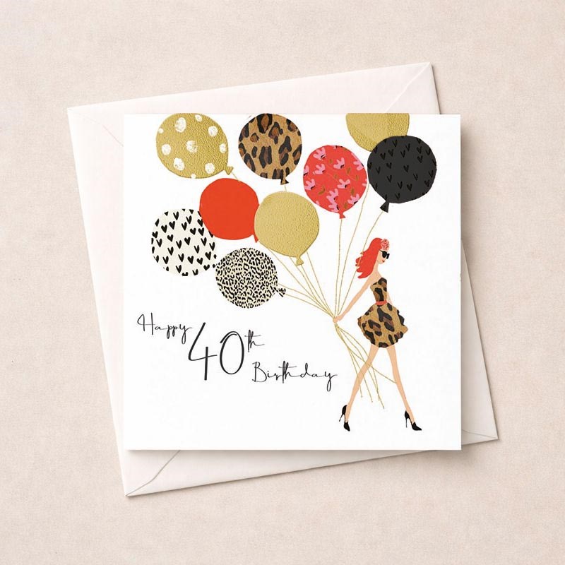 An image of Age 40 Birthday Card - Birthday Balloons
