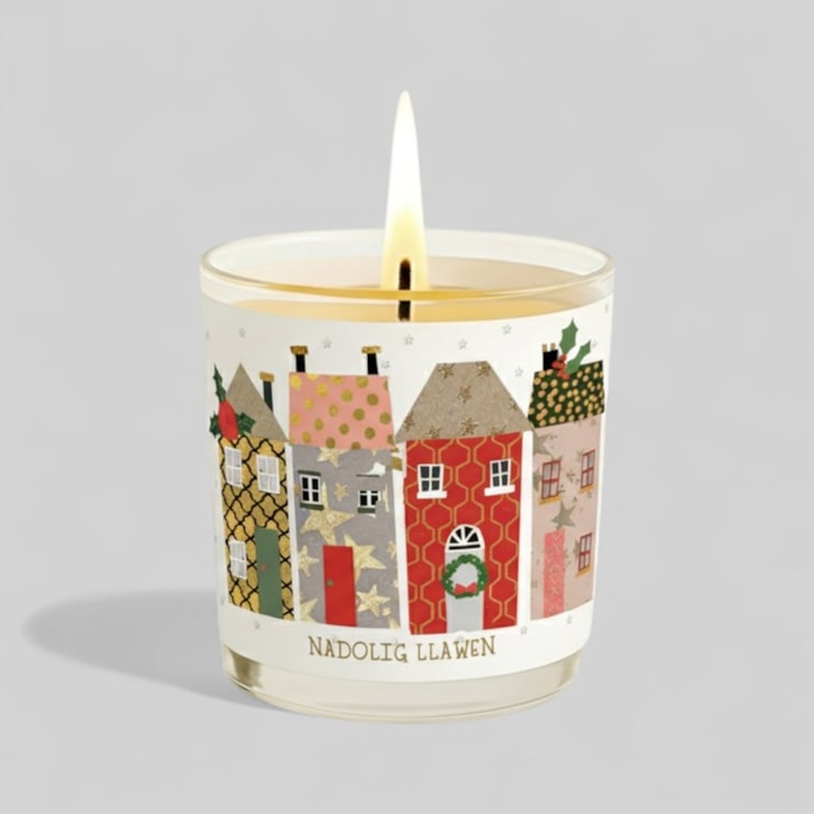 Vanilla Scented Christmas Candle - Nadolig Llawen Houses Vanilla Scented Christmas Candle - Nadolig Llawen Houses