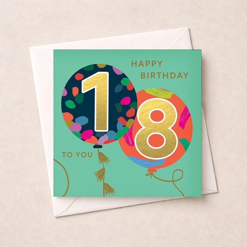 An image of Age 18 Birthday Card - Balloons