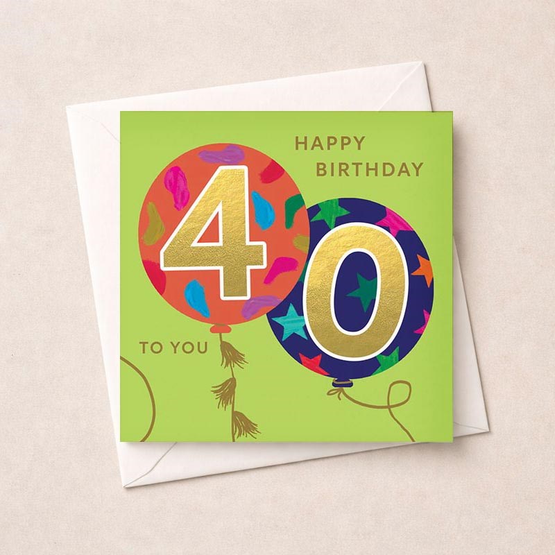 An image of Age 40 Birthday Card - Balloons