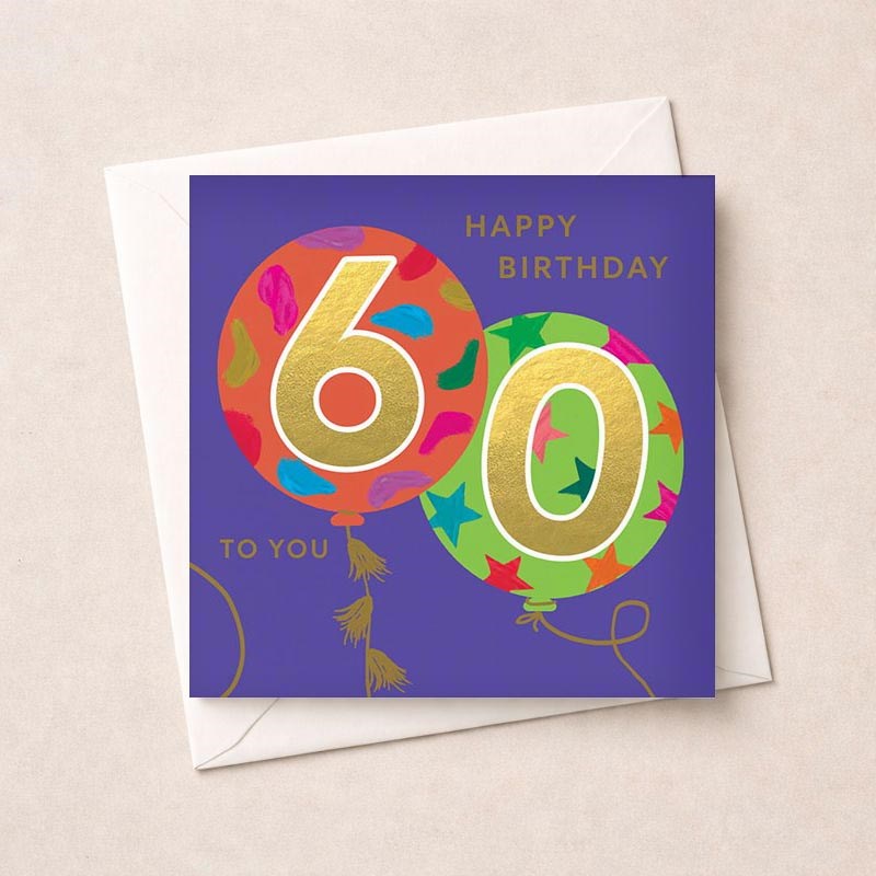 An image of Age 60 Birthday Card - Balloons
