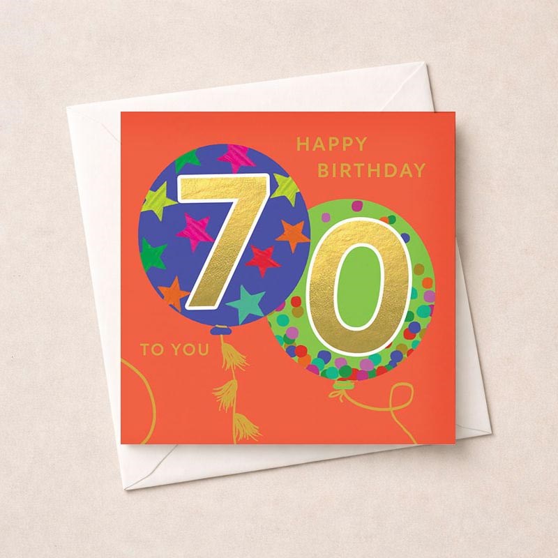 An image of Age 70 Birthday Card - Balloons