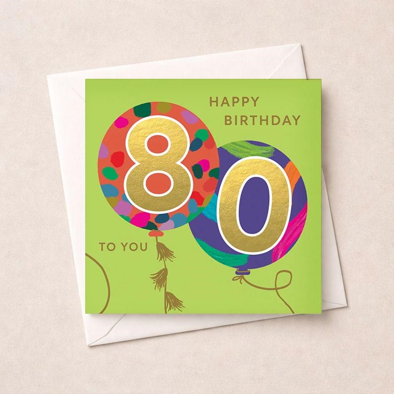 An image of Age 80 Birthday Card - Balloons