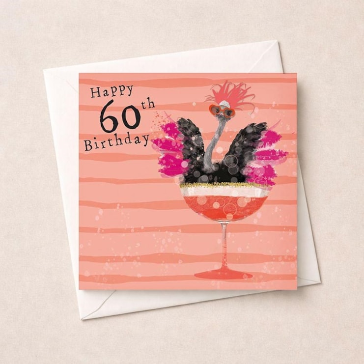 Age 60 Birthday Card - Fancy Ostrich Age 60 Birthday Card - Fancy Ostrich
