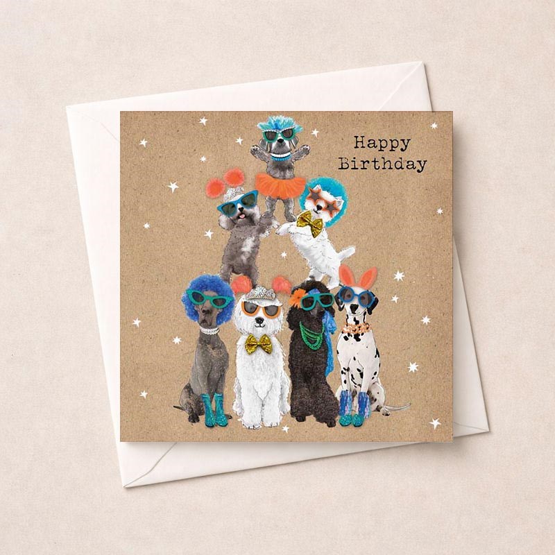 An image of Birthday Card - Dog Pyramid