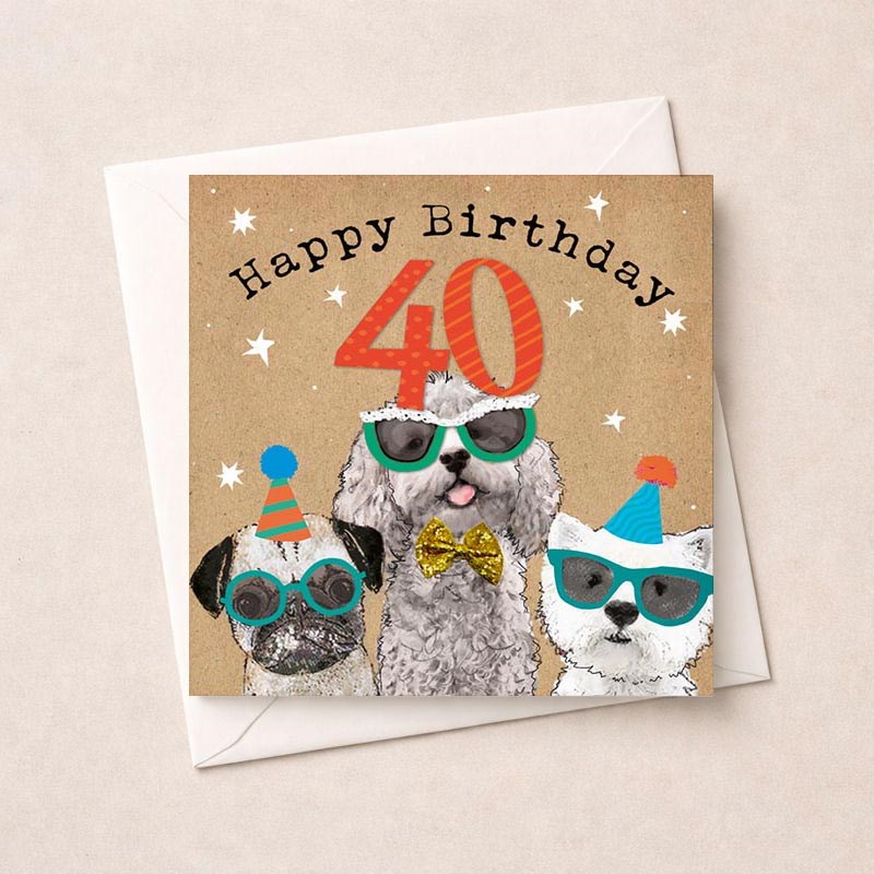 An image of Age 40 Birthday Card - Fun Dogs