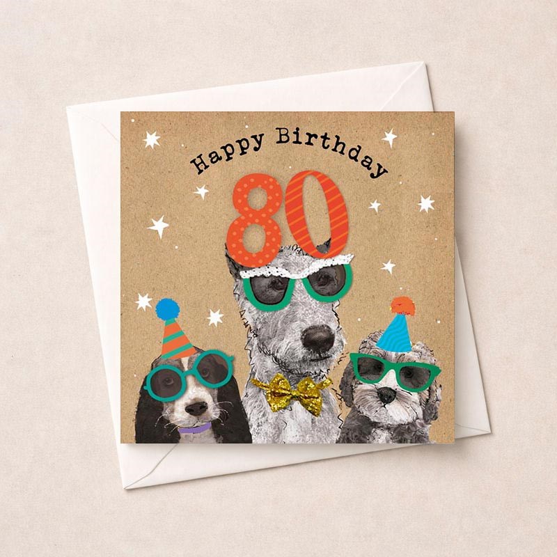 An image of Age 80 Birthday Card - Fun Dogs