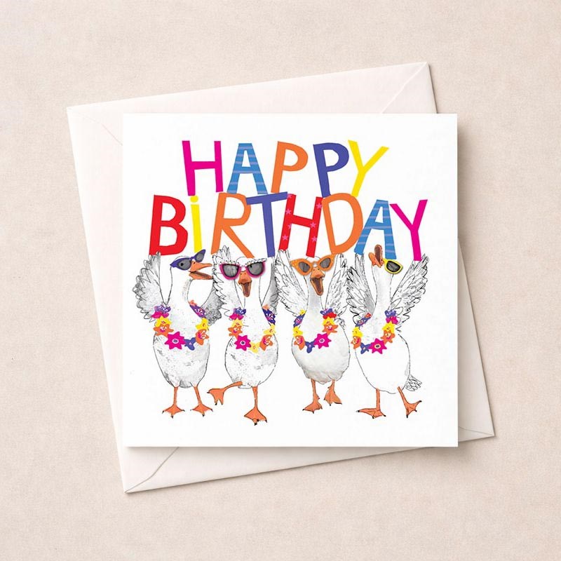 An image of Birthday Card - Happy Birthday Geese