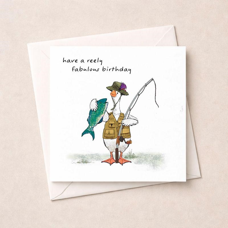 An image of Birthday Card - Fishing Goose