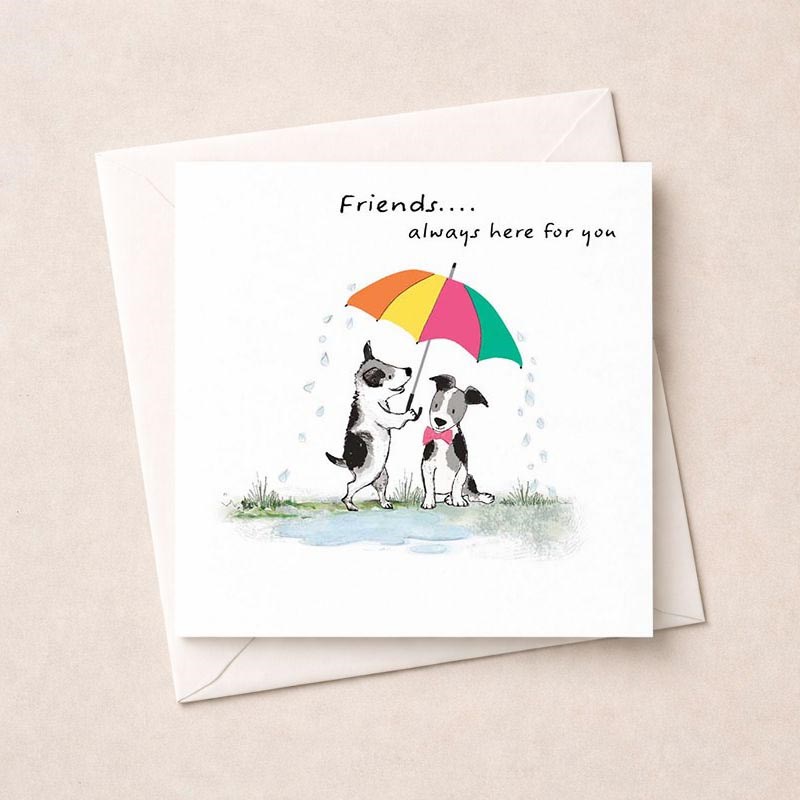 An image of Friendship Card - Two Dogs Under An Umbrella