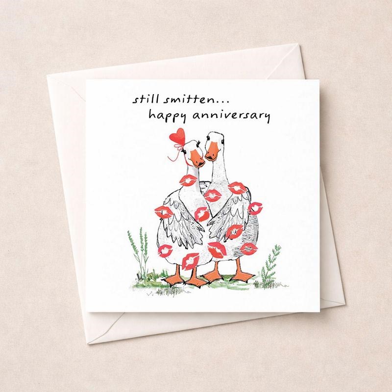An image of Anniversary Card - Still Smitten Geese