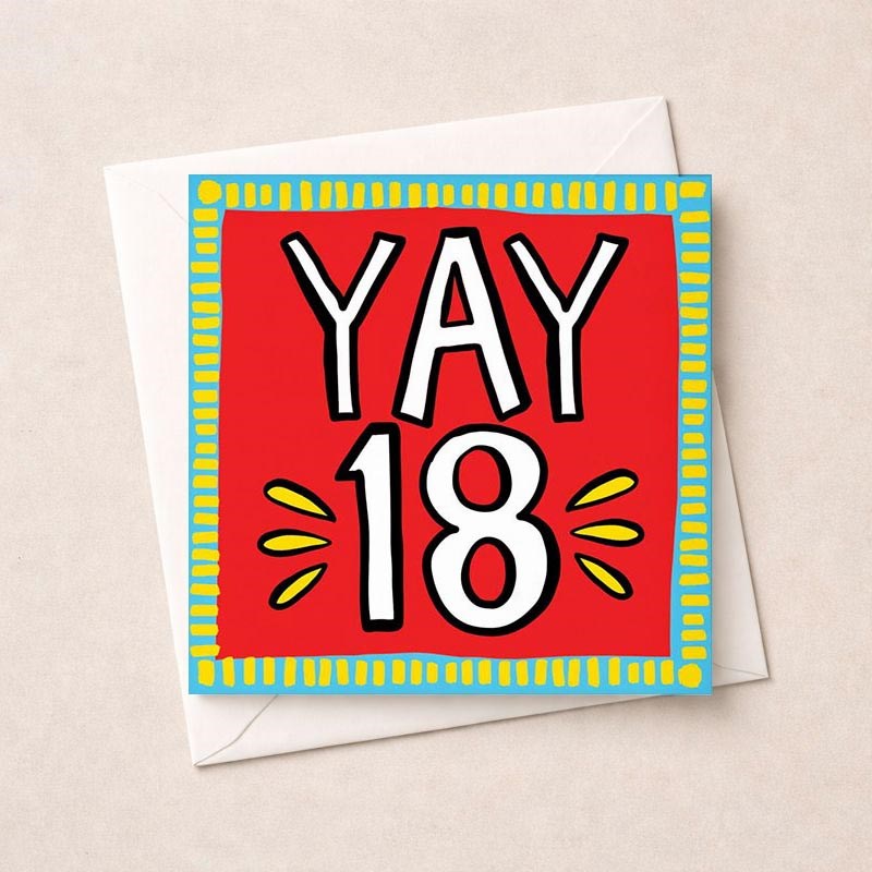 An image of Age 18 Birthday Card - Yay 18