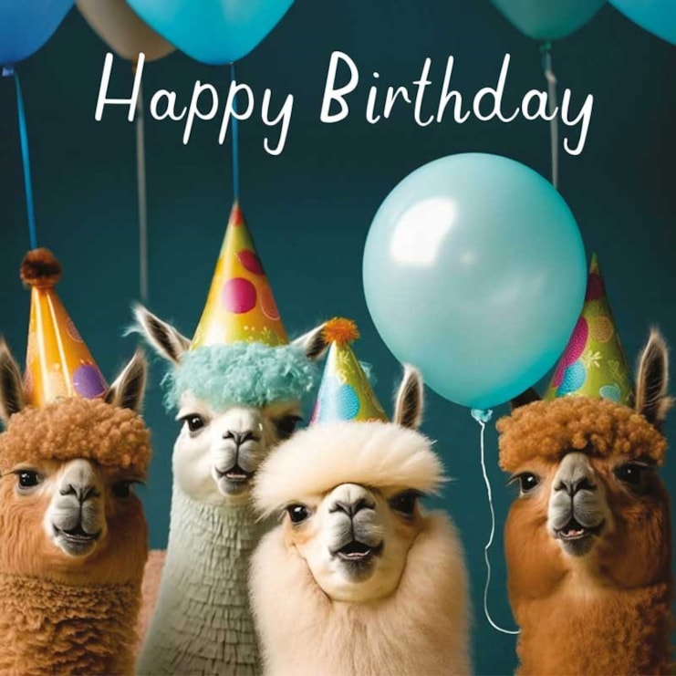 Birthday Card - Party Llamas Birthday Card - Party Llamas