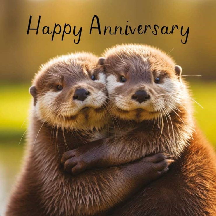 Anniversary Card - Otters
