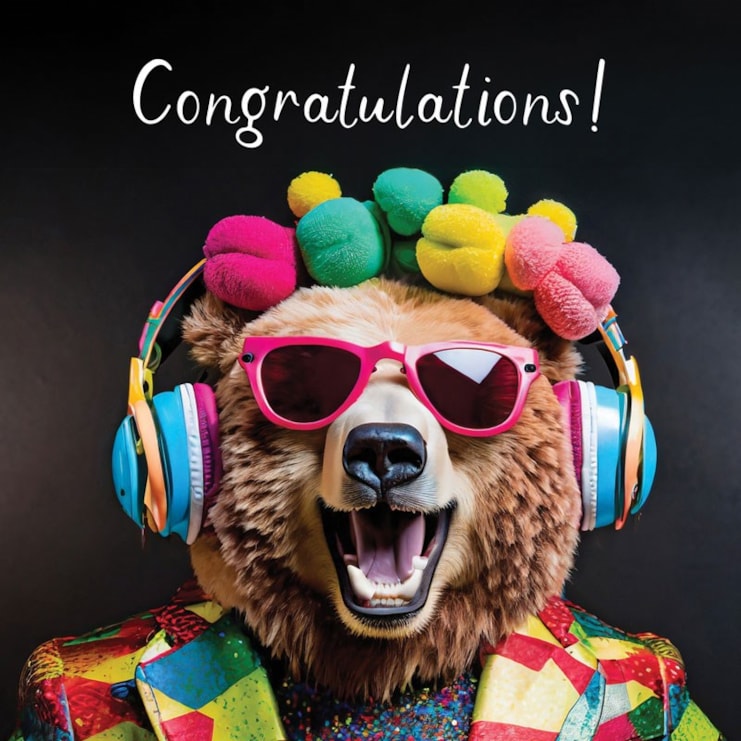 Congratulations Card - Funky Bear